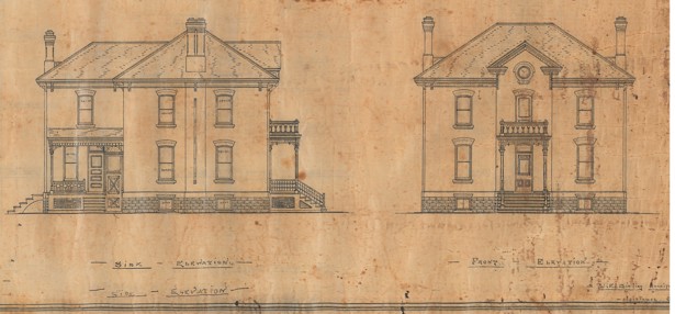 Image showing the architect's drawings of the Dickson Farm House