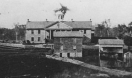 Black and white image of first Perth County Courthouse