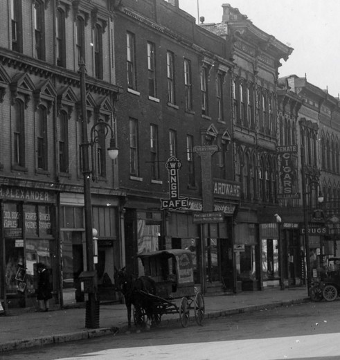 Exterior of Wong's Cafe in Stratford, from circa the 1920s